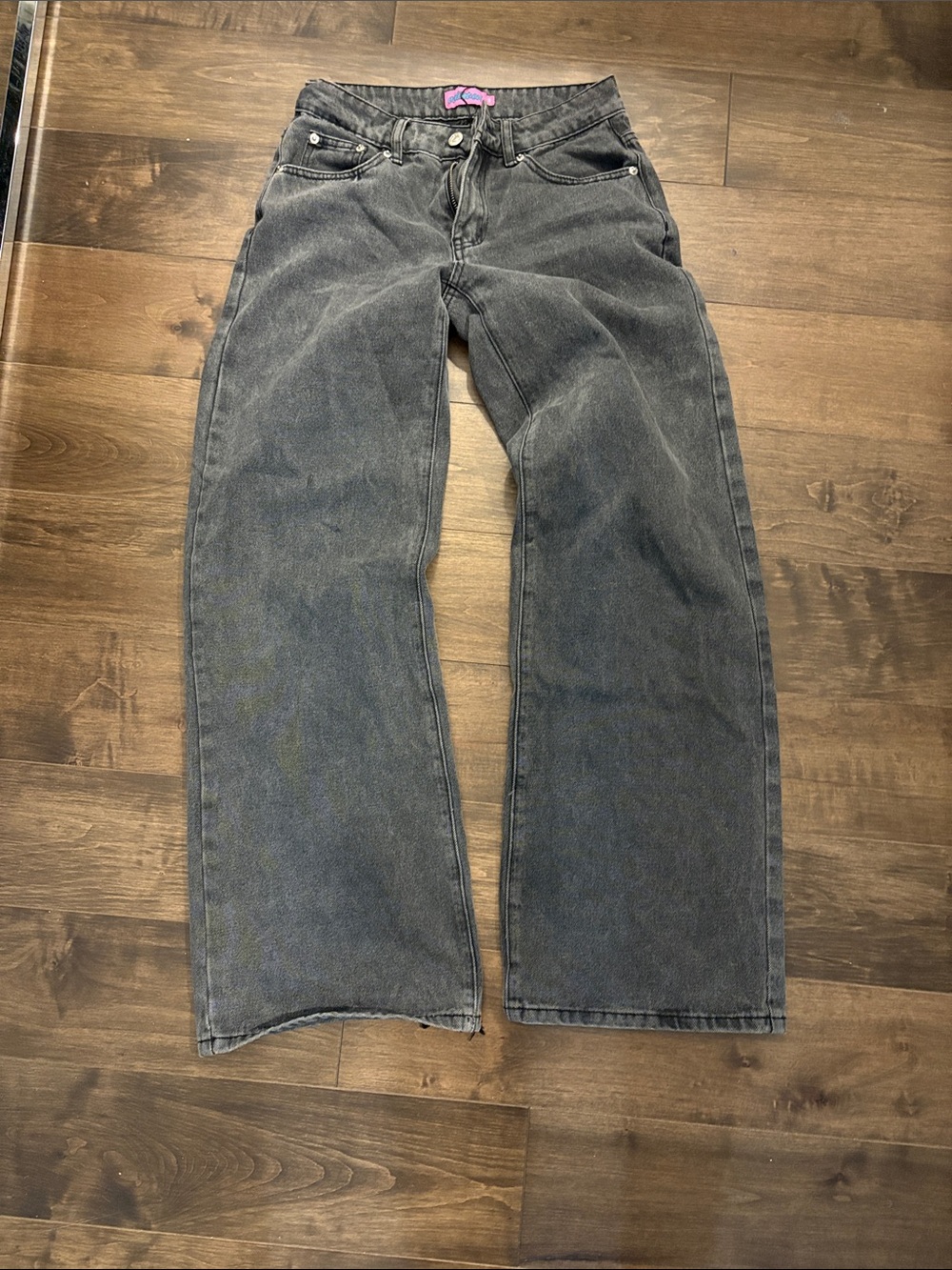 Edikted Woman’s Black Wide-Leg Jeans - Classic Washed Denim